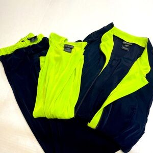 Citiknit 1X Navy/Lime Green 3pc Set - Tank Pants Jacket